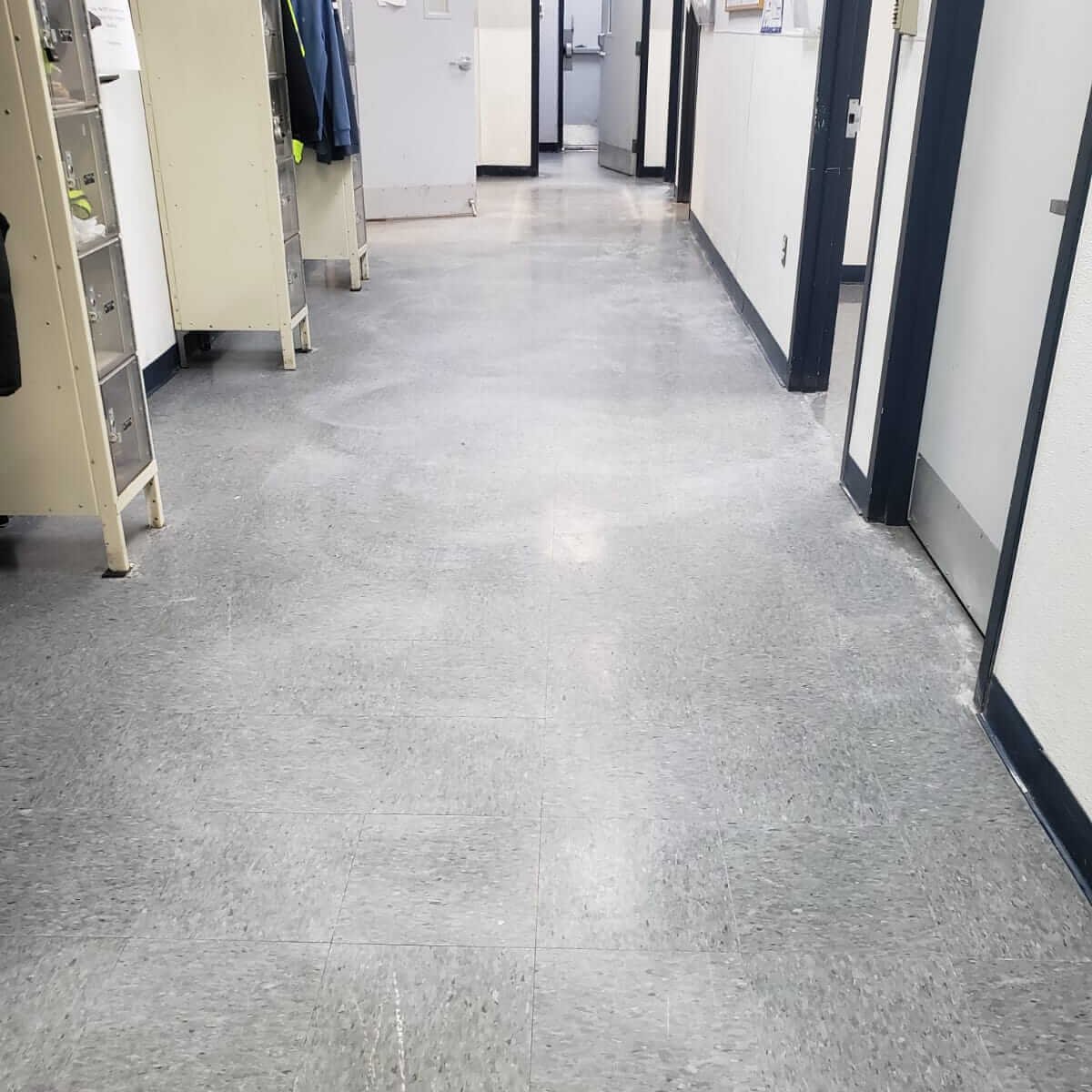 Before floor stripping & waxing project